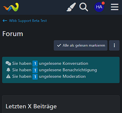 Benutzer Benachrichtigungs Box